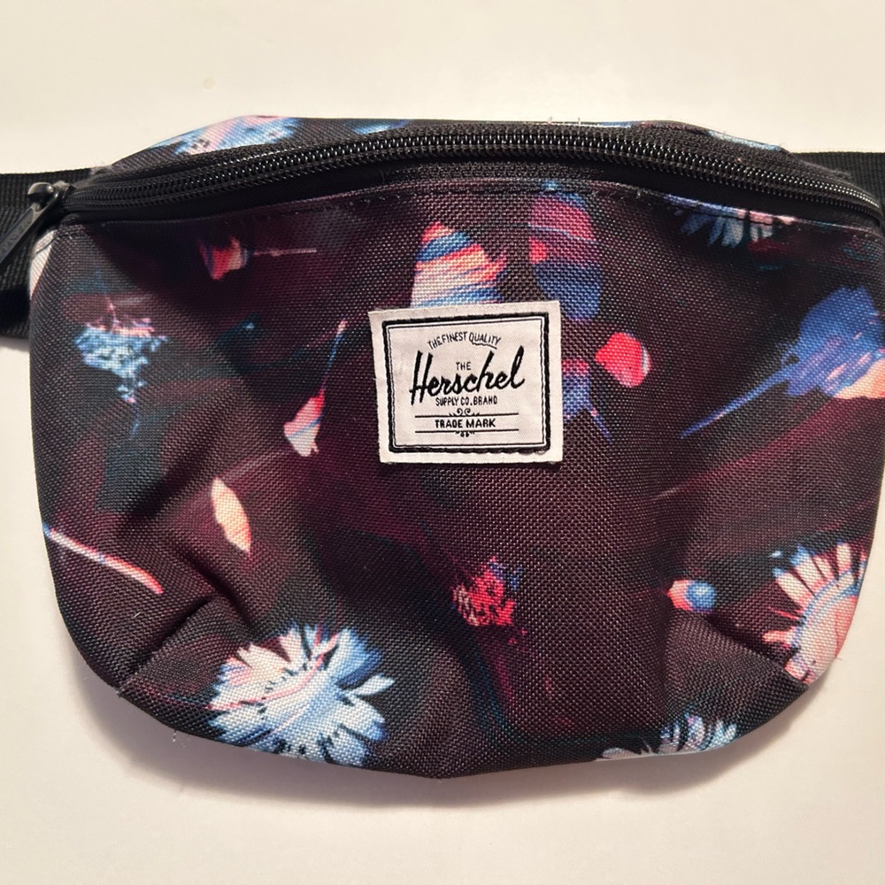 Herschel Floral Print Waist Bag - Black and Blue